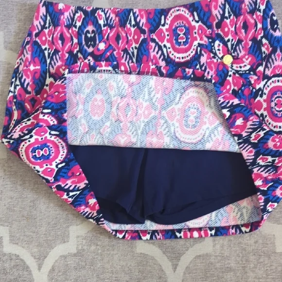 Pink and Blue Patterned Skort Resort Wear Size L pappagallo - Picture 6 of 7